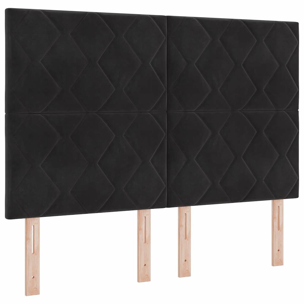 Krevet s opruga kutije s LED trakama Crna 140 x 190 cm Baršun