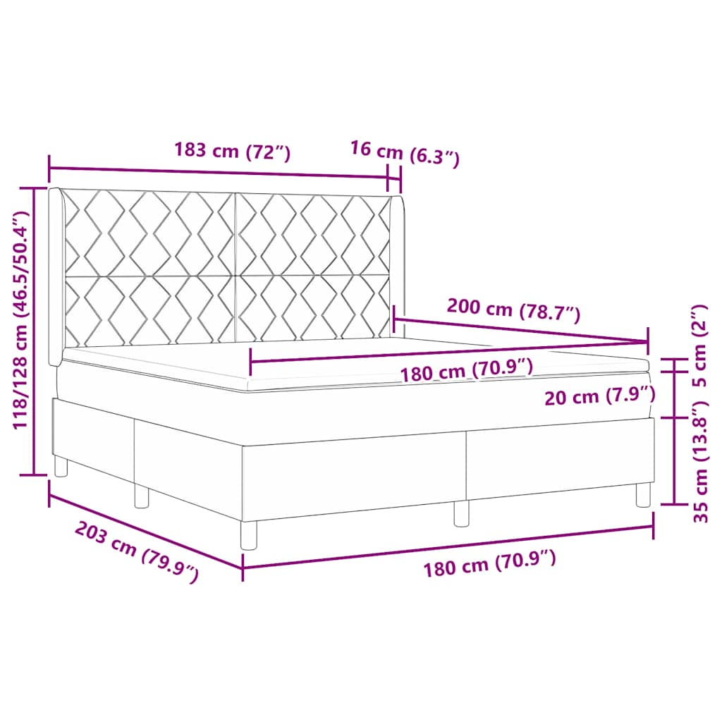 Krevet s opruga kutije Svijetlo siva 180 x 200 cm Baršun