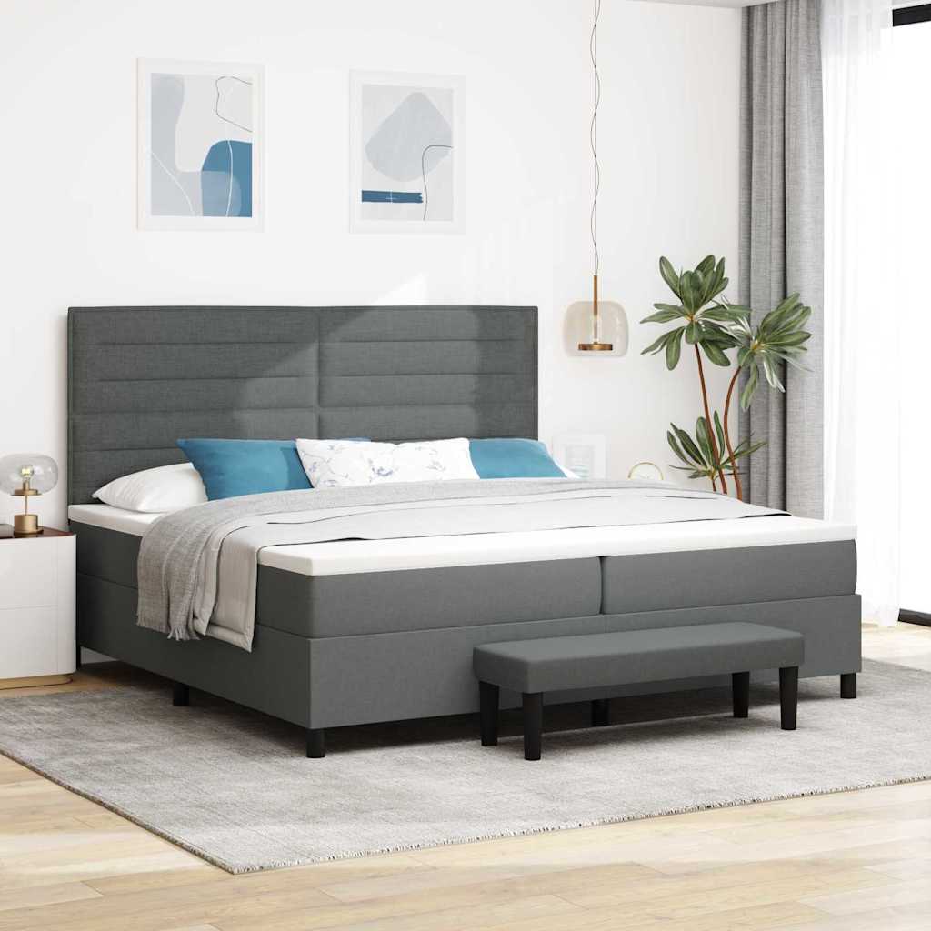 Krevet s opruga kutije Tamno siva 200 x 200 cm tkanina