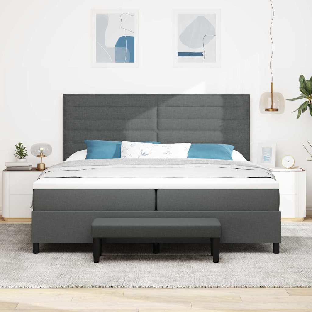 Krevet s opruga kutije Tamno siva 200 x 200 cm tkanina