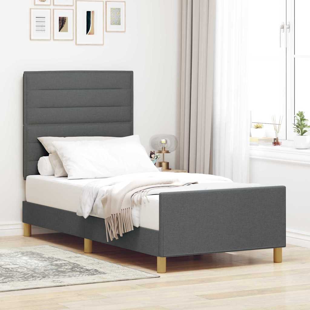 Krevetna konstrukcija Tamno siva 100 x 200 cm tkanina