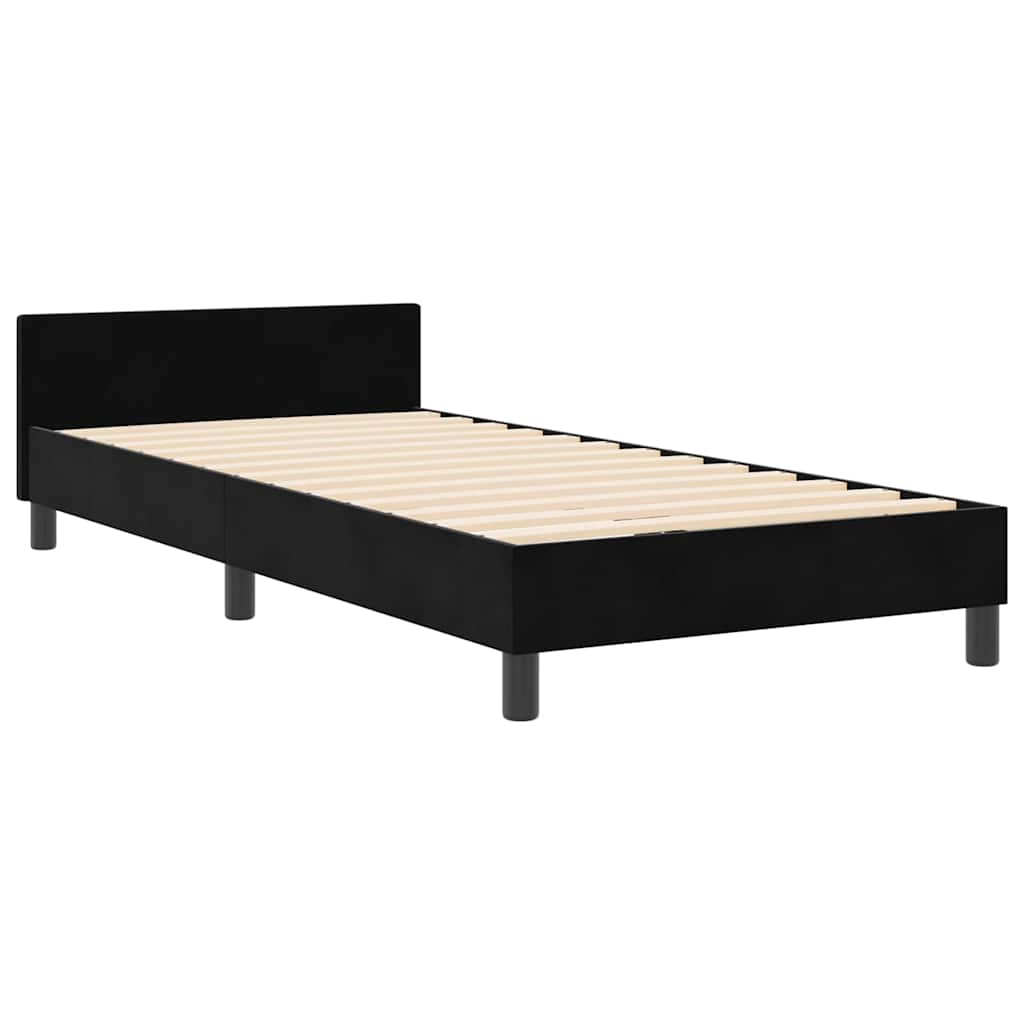 Krevet s opruga kutije s uzglavljem Crna 90 x 190 cm Baršun