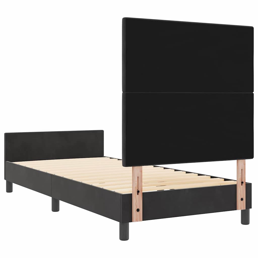 Krevet s opruga kutije s uzglavljem Crna 90 x 190 cm Baršun