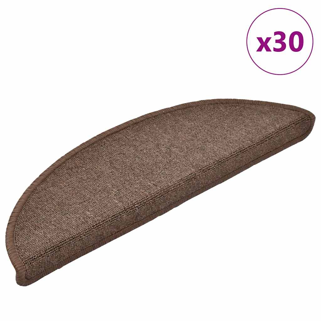 Prostirke za stepenice 30 kom 56x17x3 cm boje kave, poluokrugle