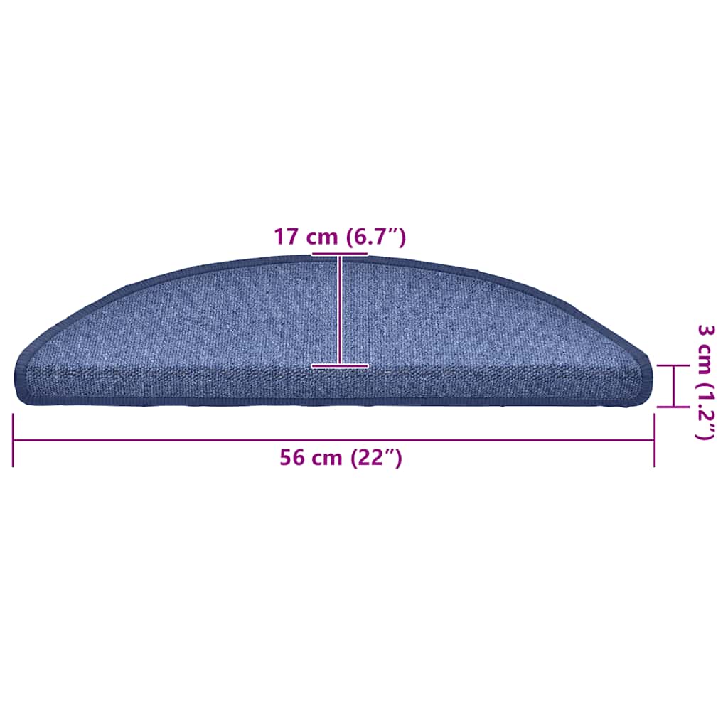 Prostirke za stepenice 30 kom 56x17x3 cm plave poluokrugle