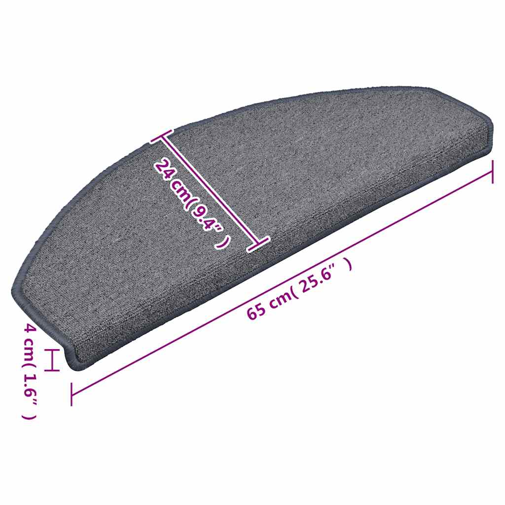 Prostirke za stepenice 30 kom 65x24x4 cm svijetlo sive i plave poluokrugle velike