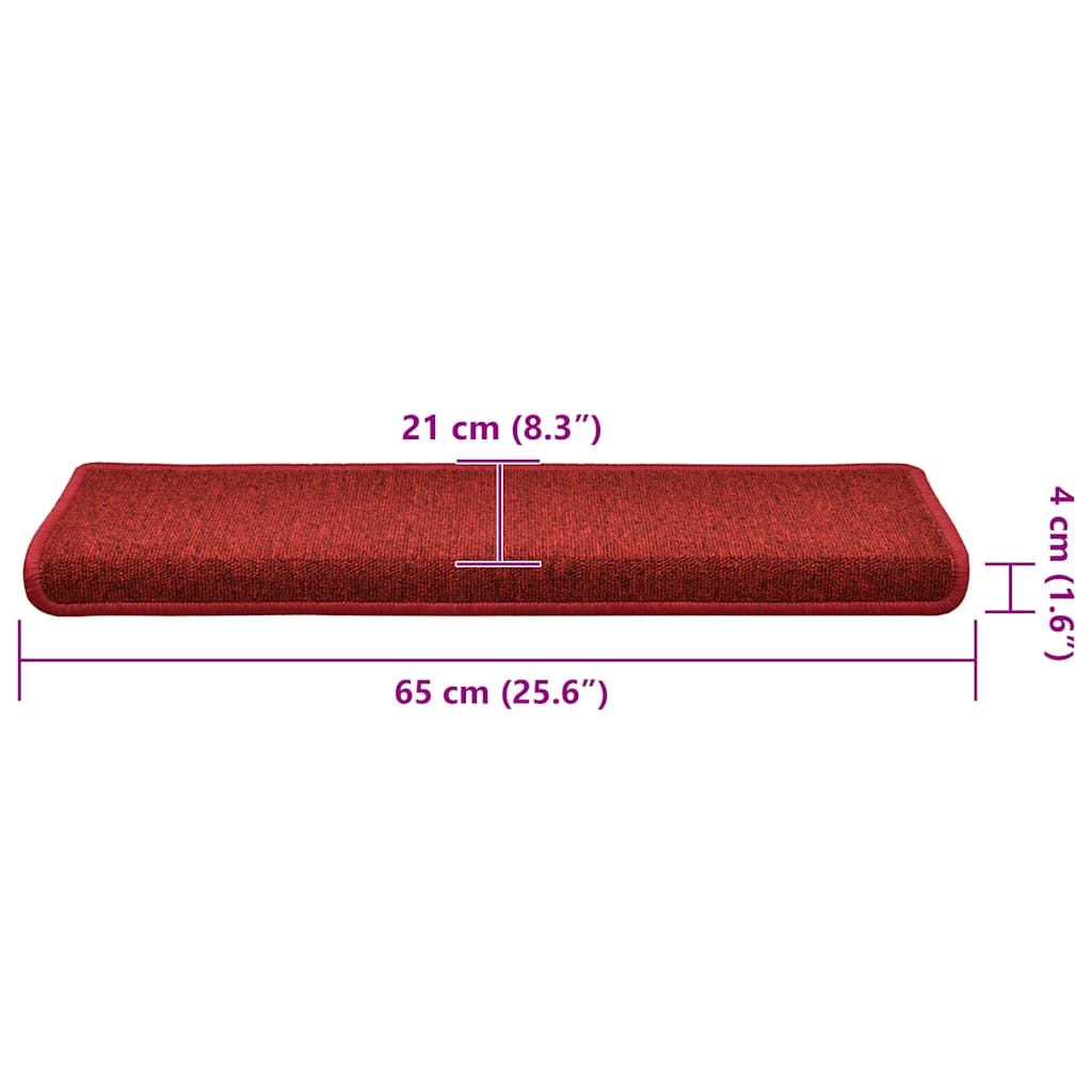 Prostirke za stepenice 30 kom 65x21x4 cm crvene pravokutni rub