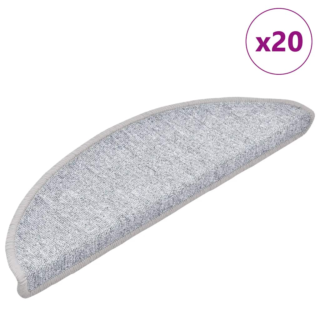 Prostirke za stepenice 20 kom 56x17x3 cm svijetlo sive poluokrugle