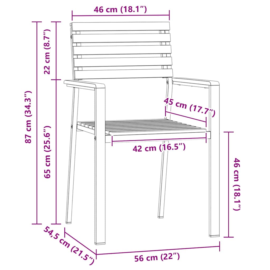 Vrtni set za objed 5 pcs Masivni teak drvo i nehrđajući čelik