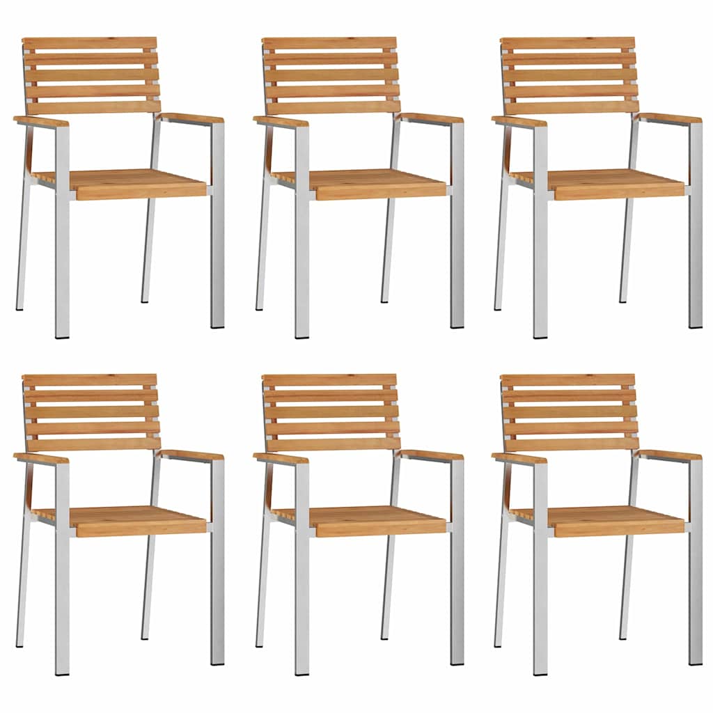 Vrtni set za objed 7 pcs Masivni teak drvo i nehrđajući čelik