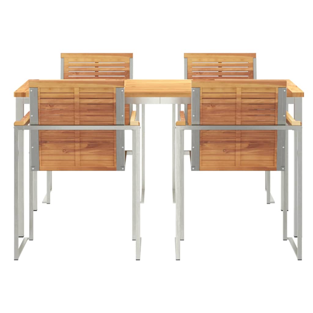 Vrtni set za objed 5 pcs Masivni teak drvo i nehrđajući čelik