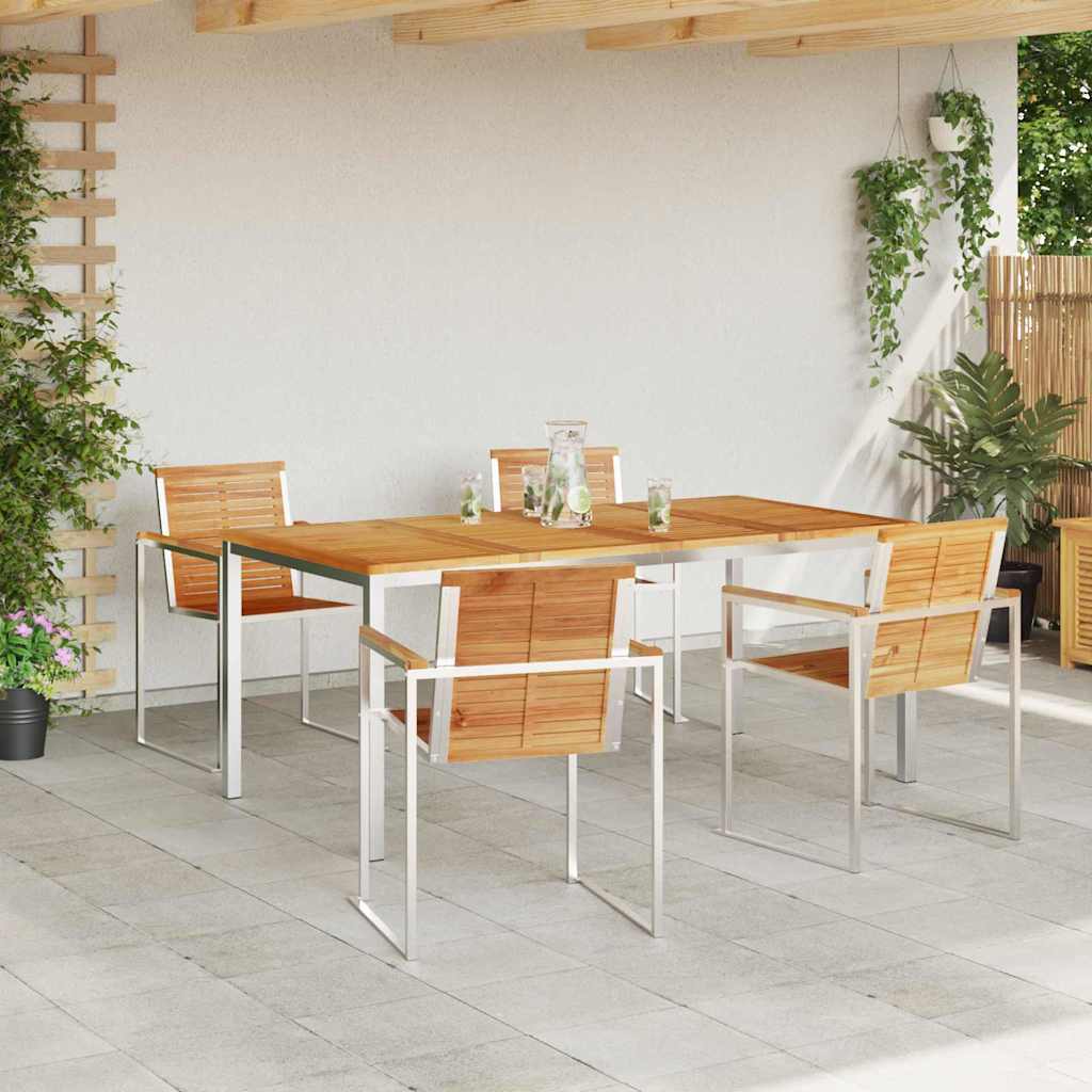 Vrtni set za objed 5 pcs Masivni teak drvo i nehrđajući čelik
