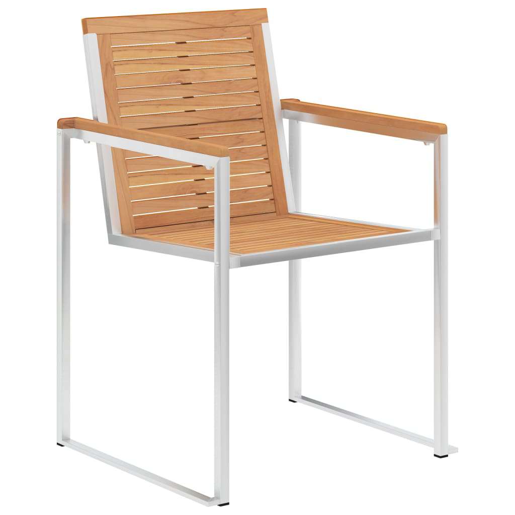 Vrtni set za objed 5 pcs Masivni teak drvo i nehrđajući čelik