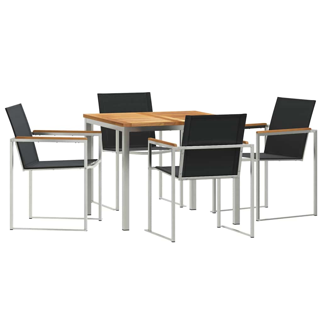 Vrtni set za objed 5 pcs Masivni teak drvo i nehrđajući čelik