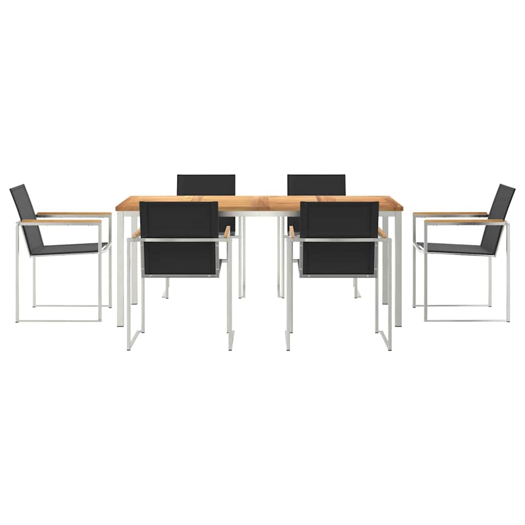 Vrtni set za objed 7 pcs Masivni teak drvo i nehrđajući čelik