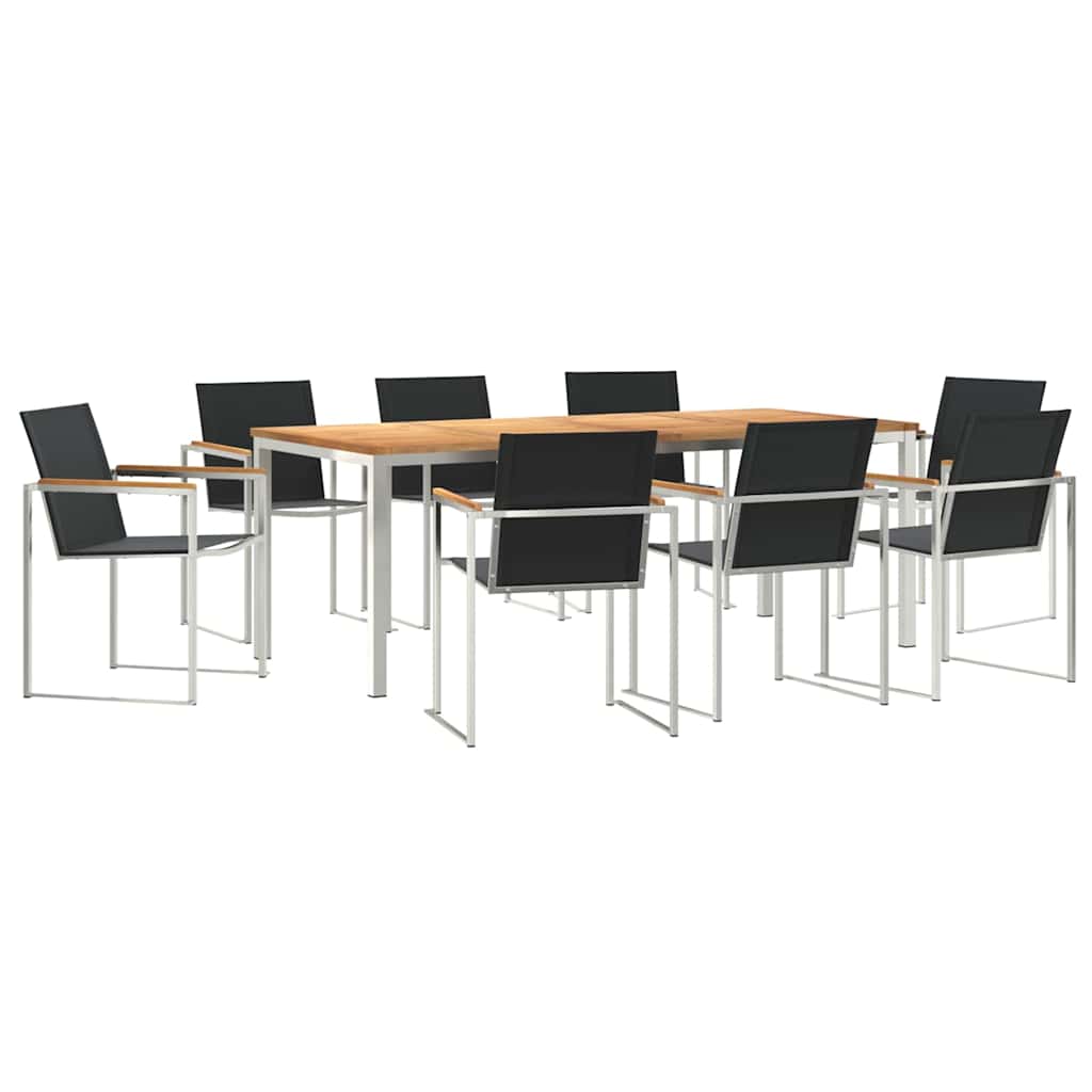 Vrtni set za objed 7 pcs Masivni teak drvo i nehrđajući čelik