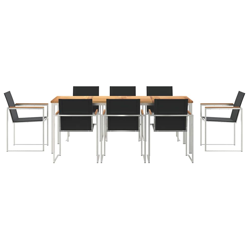Vrtni set za objed 7 pcs Masivni teak drvo i nehrđajući čelik
