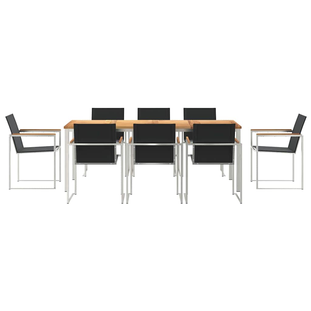 Vrtni set za objed 9 pcs Masivni teak drvo i nehrđajući čelik