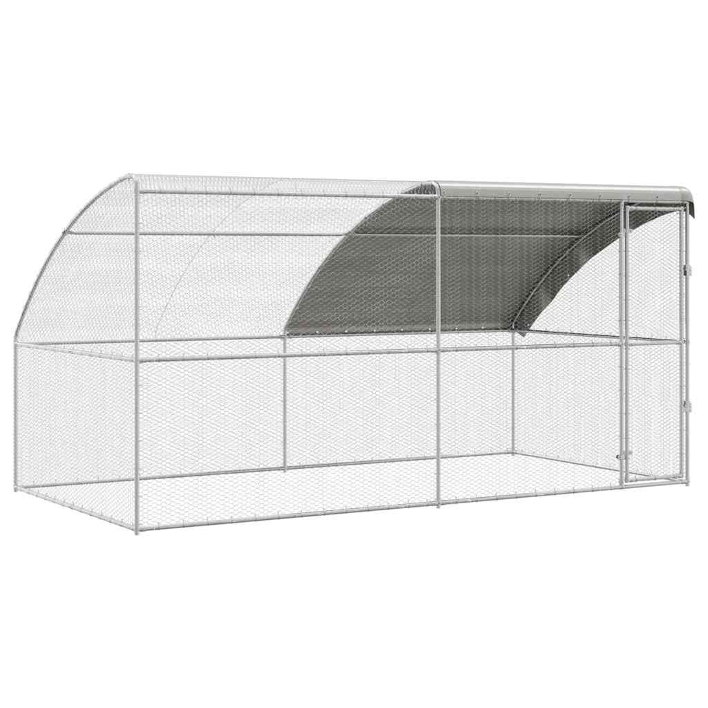 Kavez za piliće 2 pcs Srebrno 400 x 200 x 200 cm Čelik i PE
