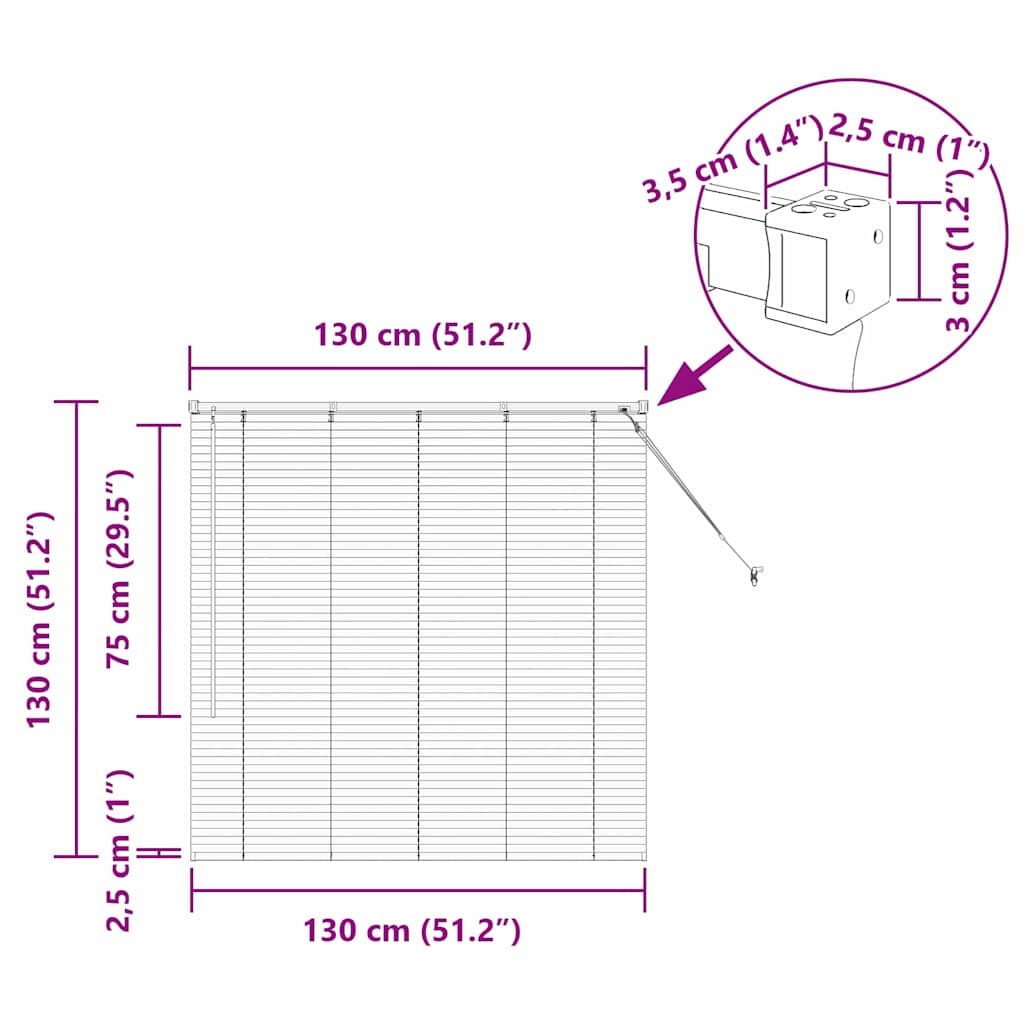 Venecijanski zastore Tamno siva 130 x 130 cm Aluminij
