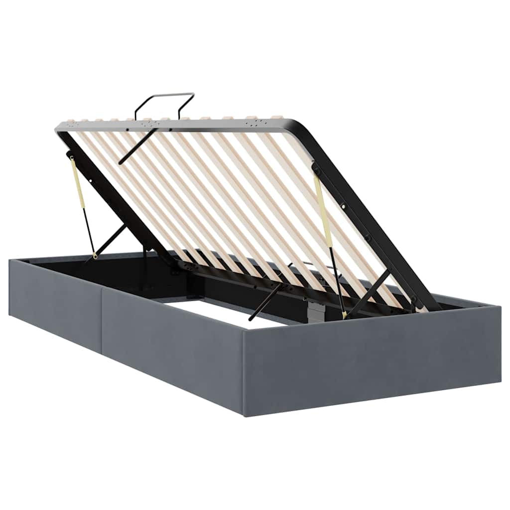 Krevet s od storage s madracem Tamno siva 100 x 190 cm Baršun