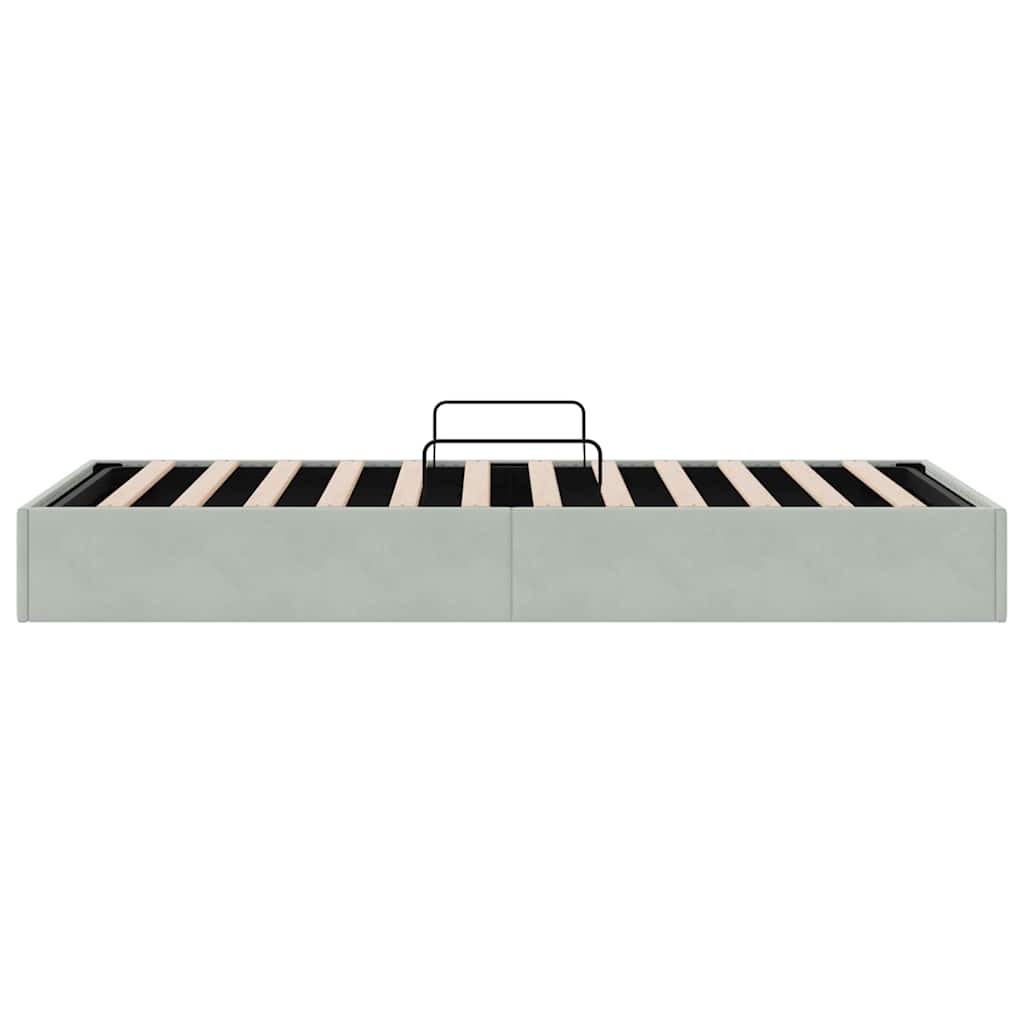 Krevet s od storage Svijetlo siva 100 x 203 cm Baršun