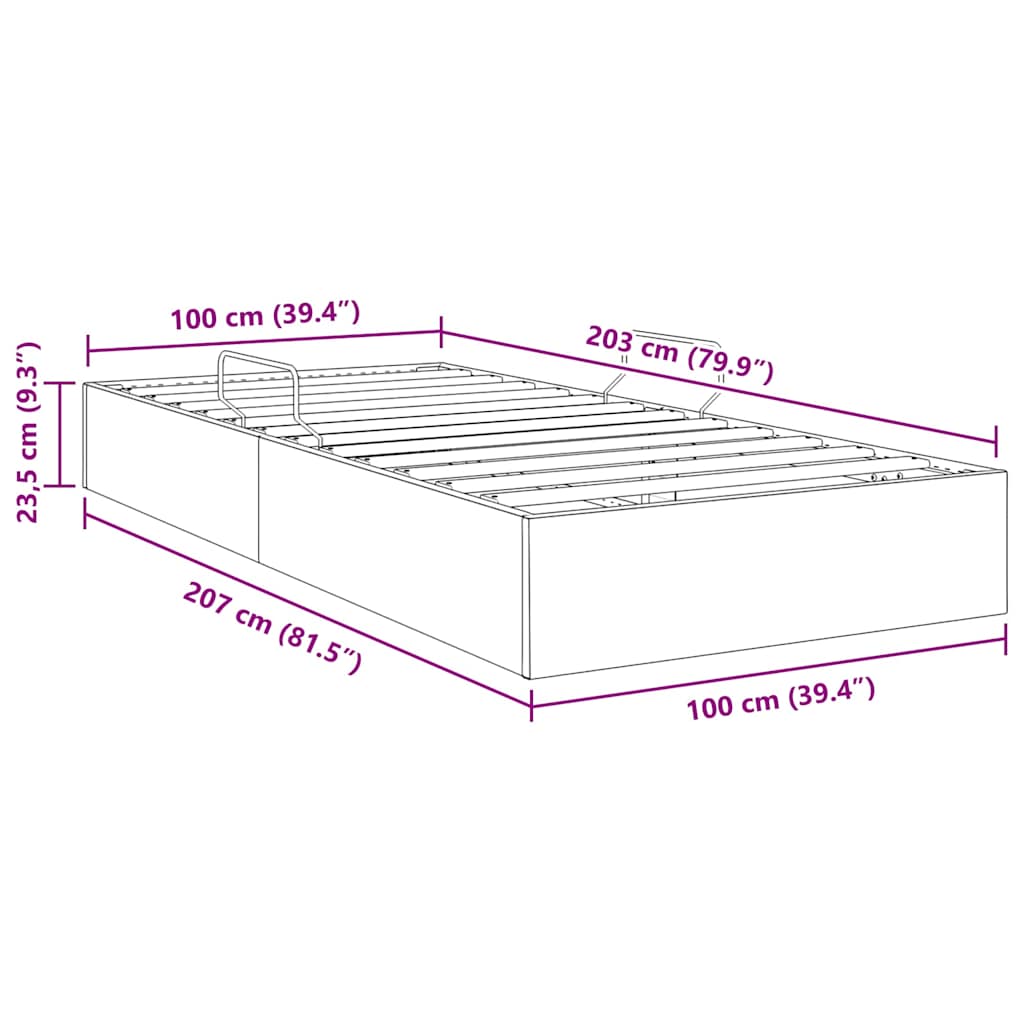 Krevet s od storage s madracem Tamno siva 100 x 203 cm Baršun