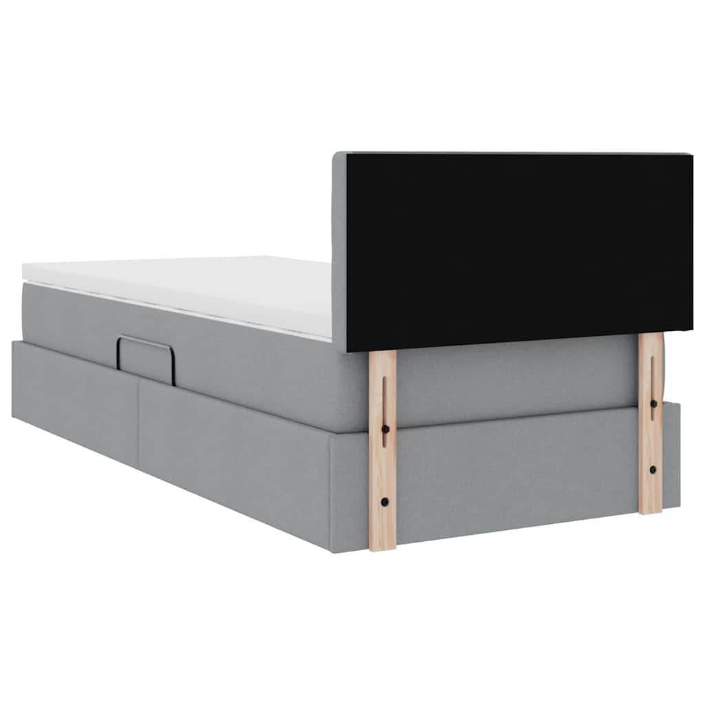 LED krevet za pohranu s madracem Svjetlosiva 90 x 190 cm