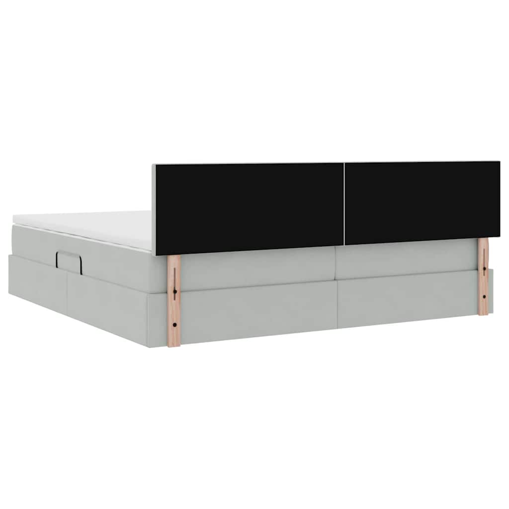LED krevet za pohranu s madracem Svjetlosiva 200 x 200 cm