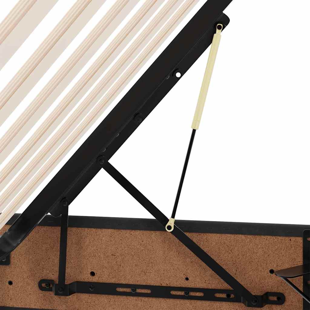 LED krevet za pohranu s madracem Crna 90 x 190 cm Baršun