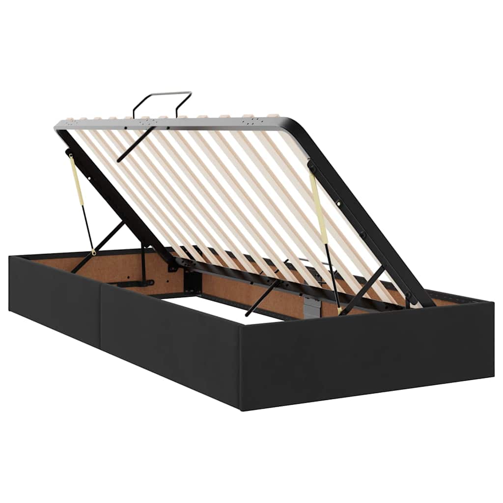 LED krevet za pohranu s madracem Crna 100 x 200 cm Baršun