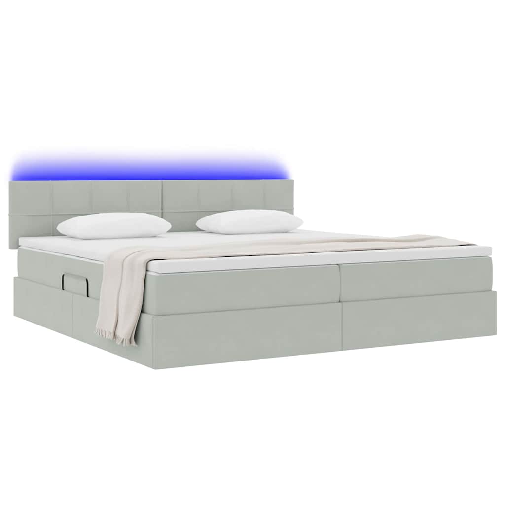 LED krevet za pohranu s madracem Svjetlosiva 200 x 200 cm