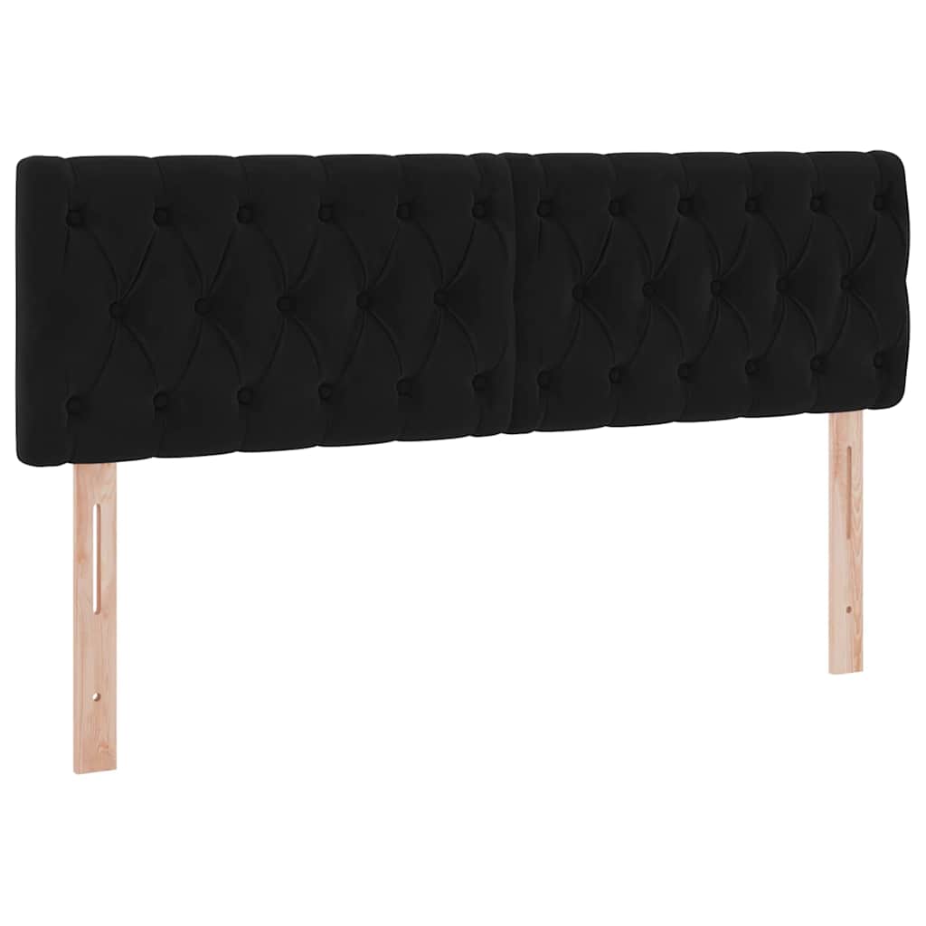 LED krevet za pohranu s madracem Crna 140 x 200 cm Baršun