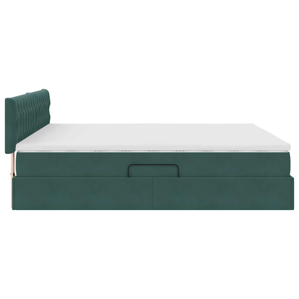 LED krevet za pohranu s madracem Tamnozelena 160 x 200 cm
