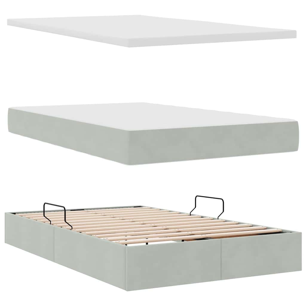 LED krevet za pohranu s madracem Svjetlosiva 120 x 200 cm
