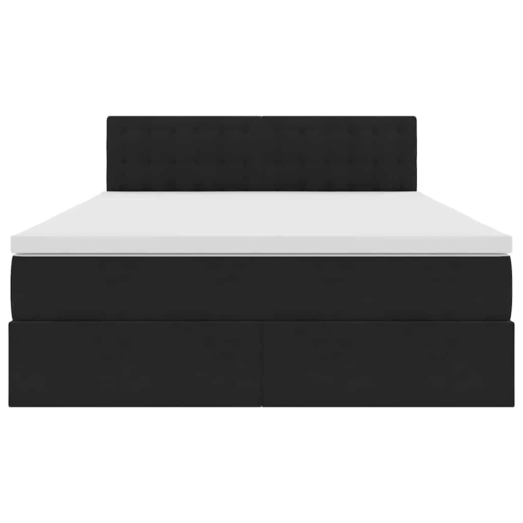 LED krevet za pohranu s madracem Crna 140 x 190 cm Baršun