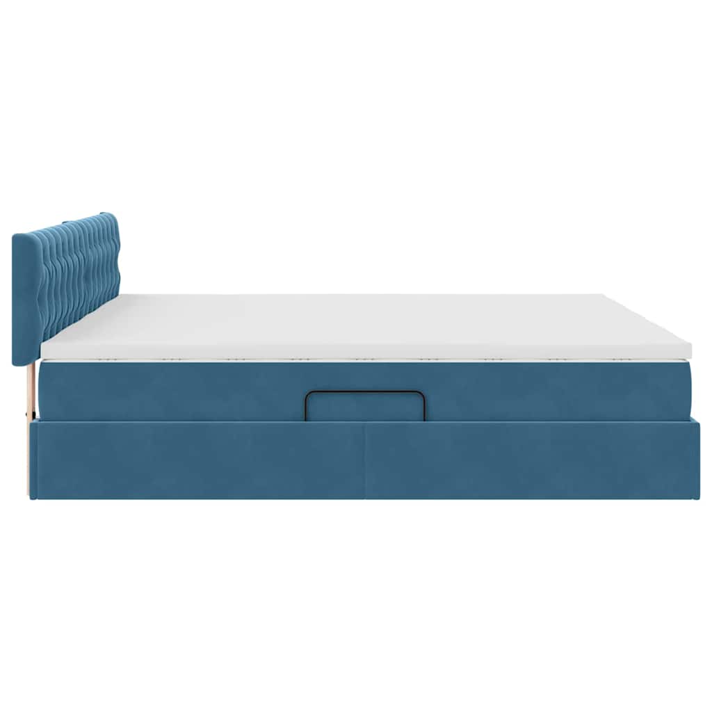 LED krevet za pohranu s madracem Tamno plava 200 x 200 cm