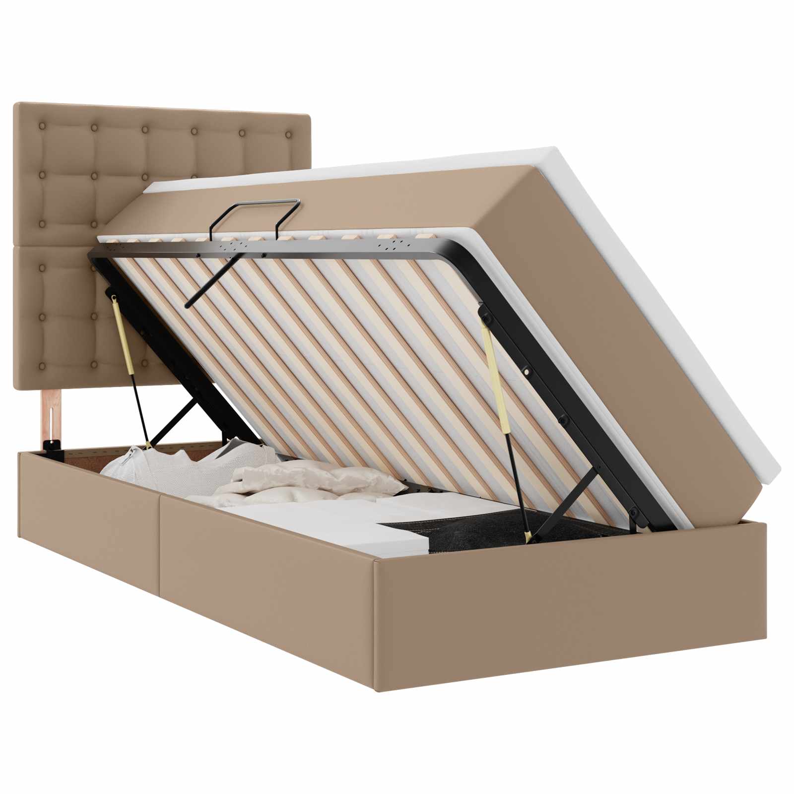 Krevet s od storage s pohranom Kapućino 100 x 200 cm Lažna koža