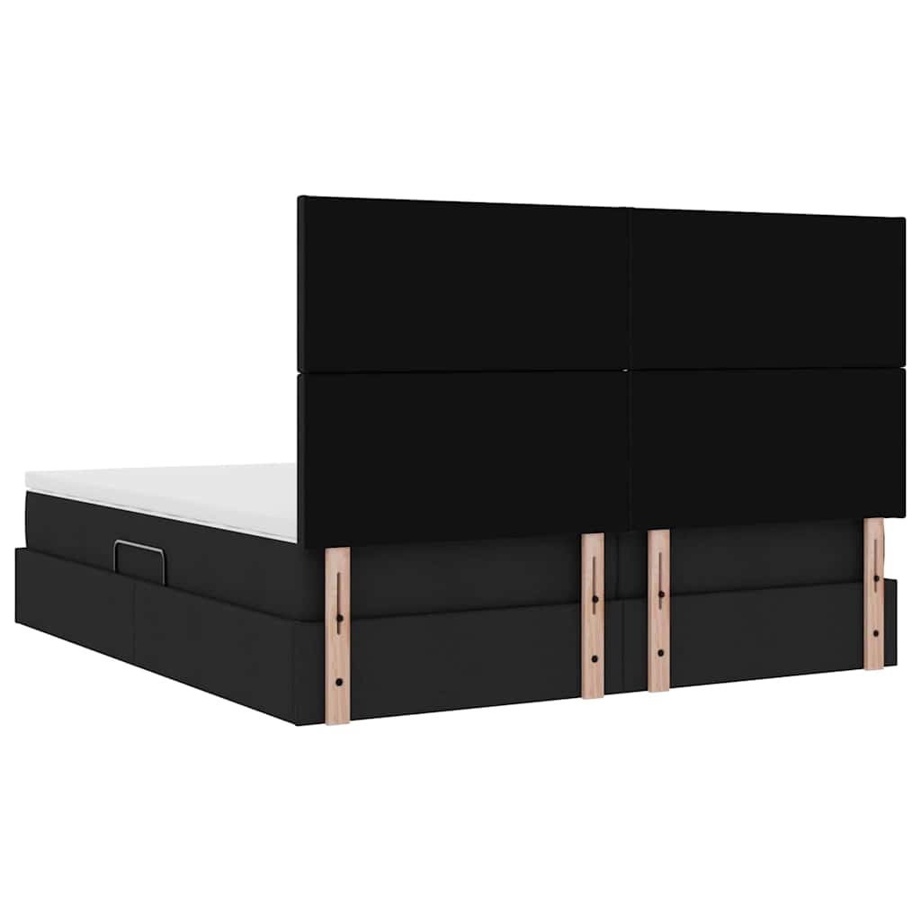 Krevet s od storage s uzglavljem Crna 180 x 200 cm Tkanina