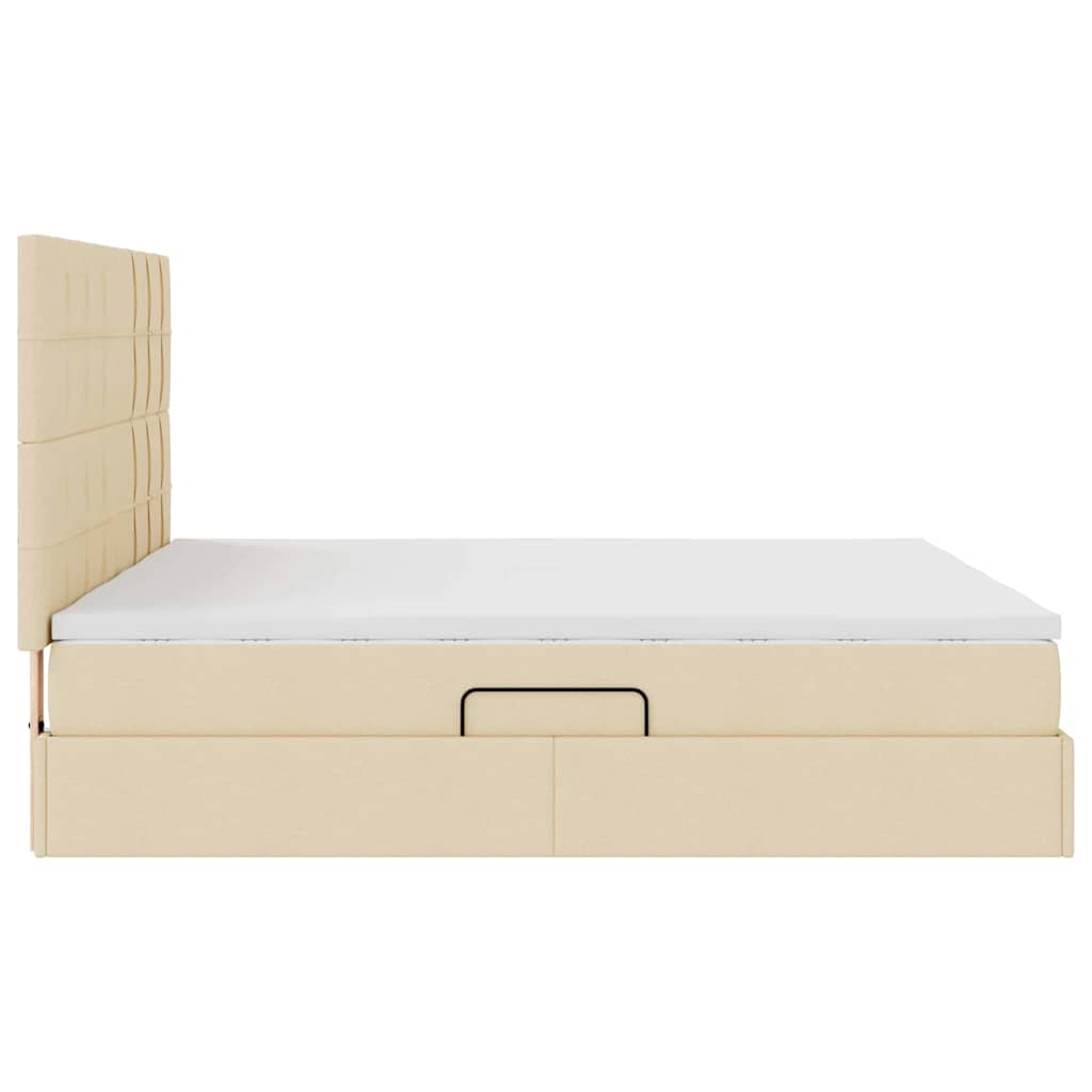 Krevet s od storage s uzglavljem Krema 180 x 200 cm Tkanina