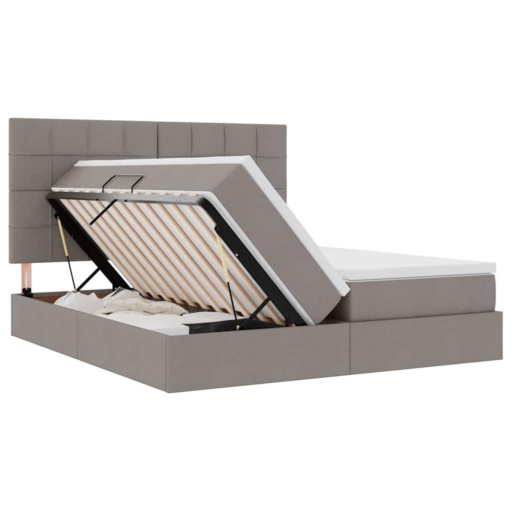 Krevet s od storage s uzglavljem Sivosmeđa 200 x 200 cm Tkanina