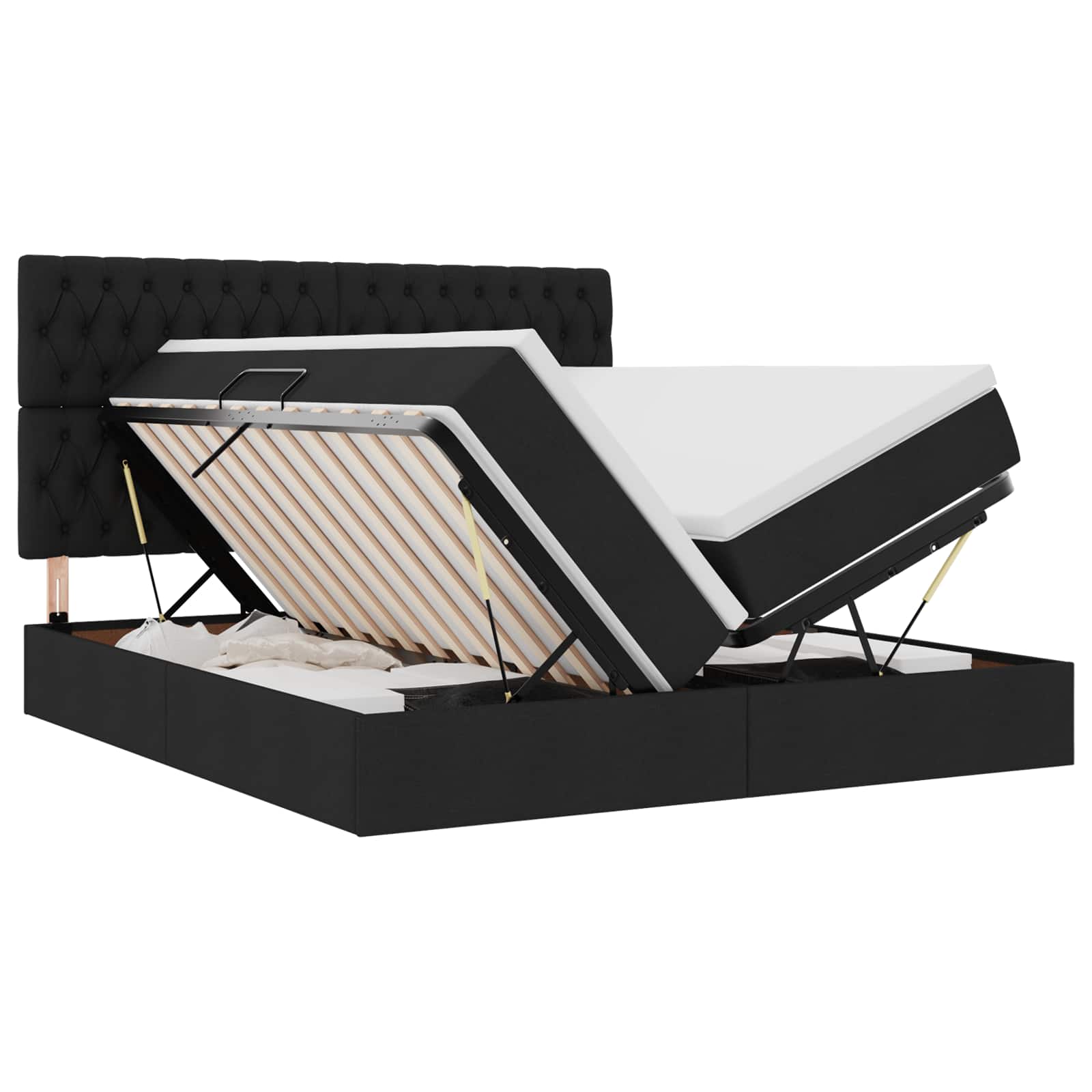 Krevet s od storage s uzglavljem Crna 180 x 200 cm Tkanina