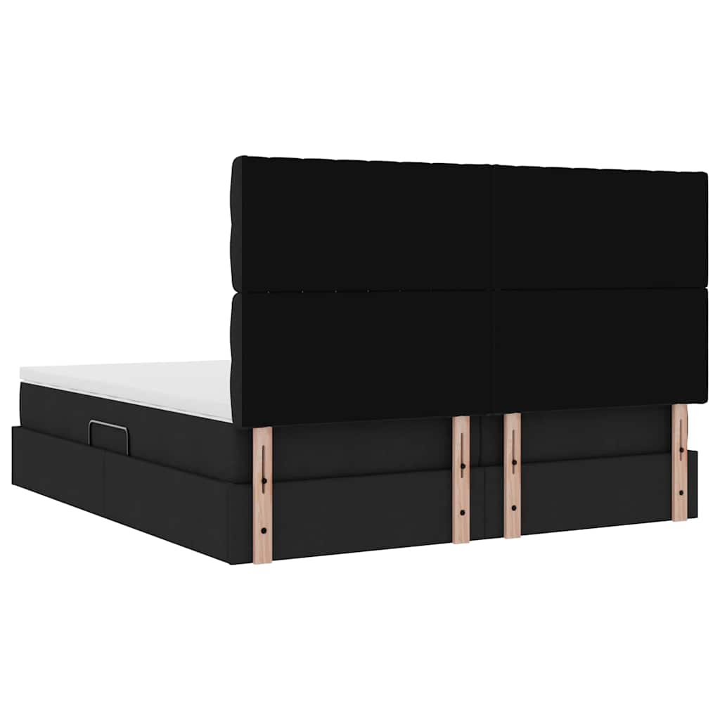 Krevet s od storage s uzglavljem Crna 180 x 200 cm Tkanina