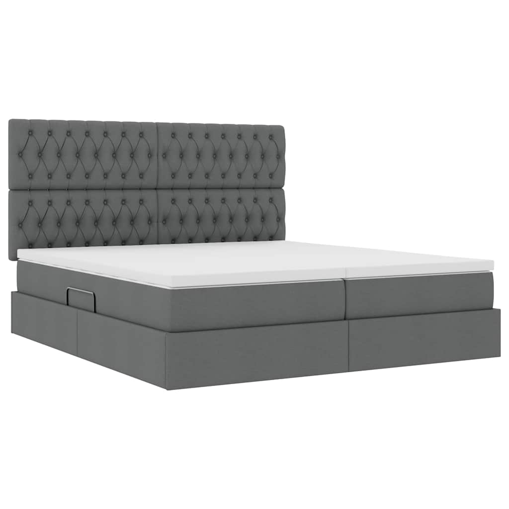 Krevet s od storage s uzglavljem Tamnosiva 200 x 200 cm Tkanina
