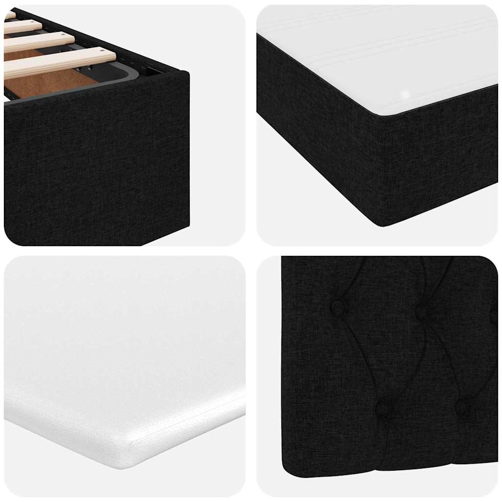Krevet s od storage s uzglavljem Crna 200 x 200 cm Tkanina