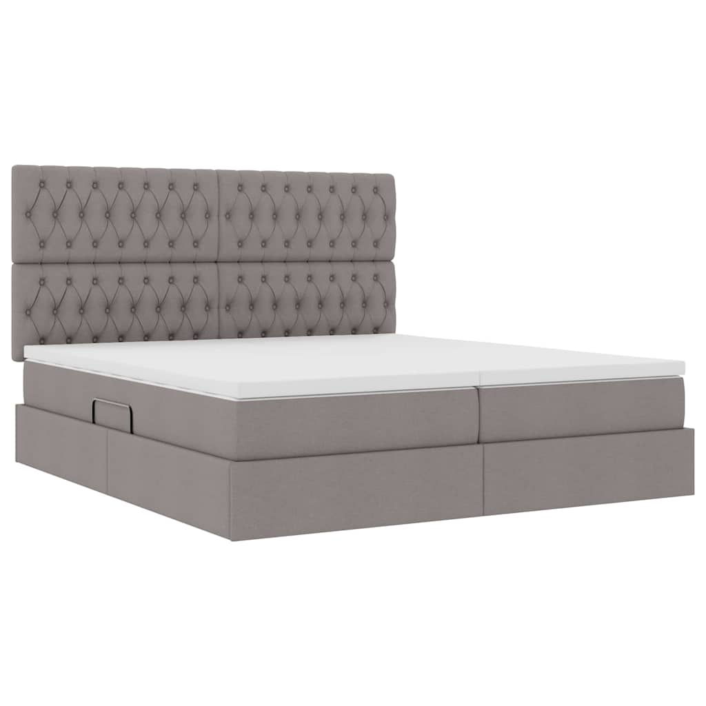 Krevet s od storage s uzglavljem Sivosmeđa 200 x 200 cm Tkanina