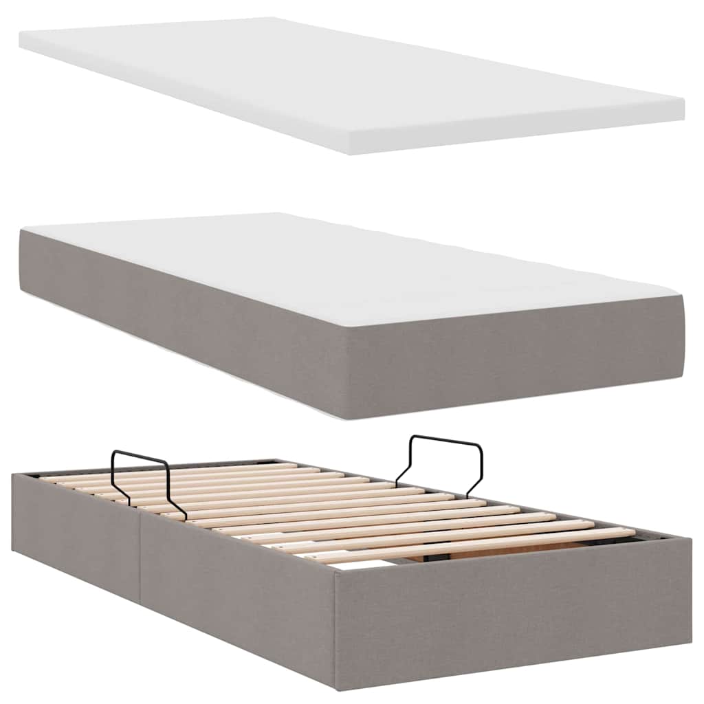 Krevet s od storage s uzglavljem Sivosmeđa 200 x 200 cm Tkanina