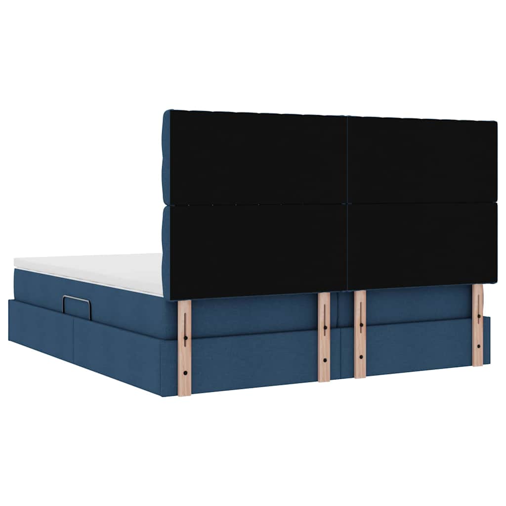 Krevet s od storage s uzglavljem Plava 200 x 200 cm Tkanina