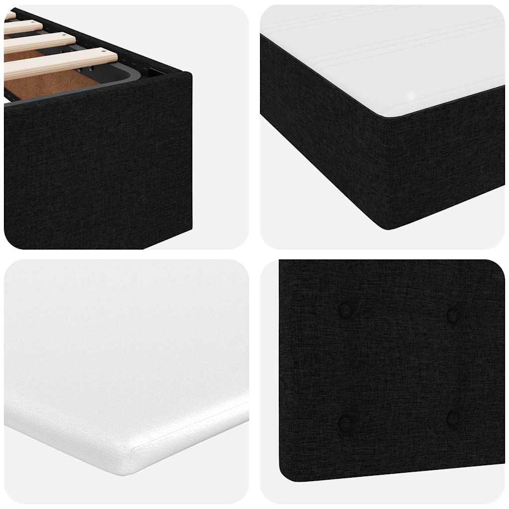 Krevet s od storage s uzglavljem Crna 180 x 200 cm Tkanina