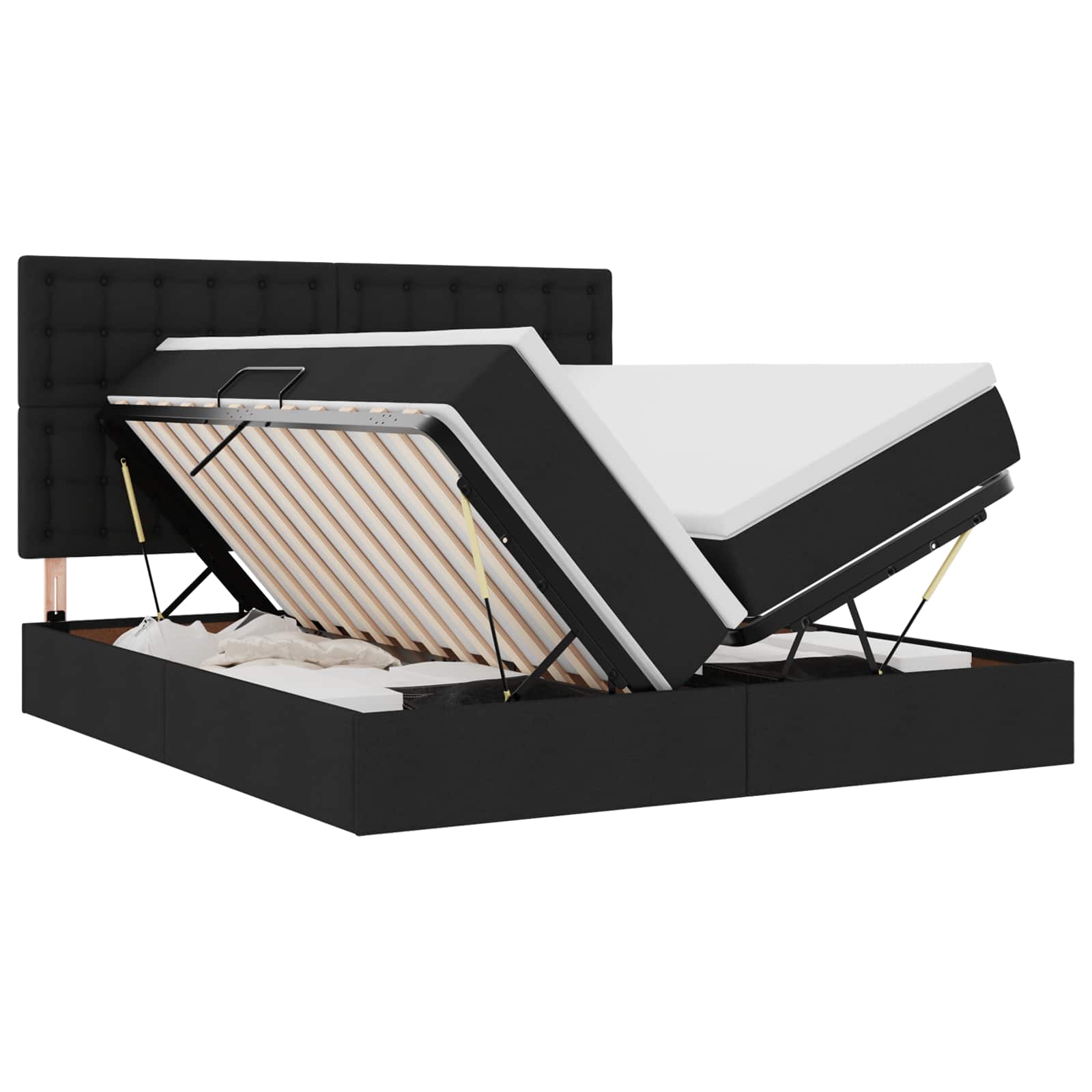 Krevet s od storage s uzglavljem Crna 180 x 200 cm Tkanina